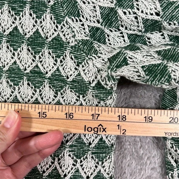 Rue Stiic Cardigan‎ Sweater Womens Medium Green Knit Crochet Mid Century - Picture 6 of 8